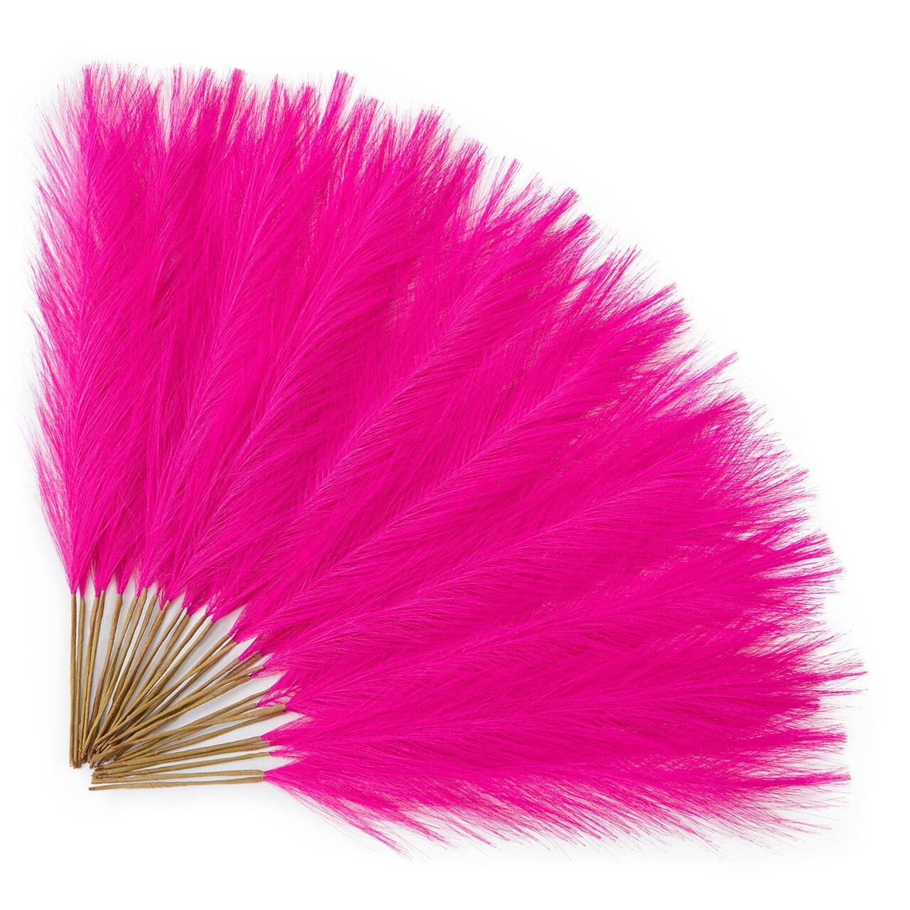 Hot Pink Pampas Grass 17in 𝟯𝟬𝙋𝙘𝙨, Artificial Faux Fluffy Pampas Grass Decor for Home Wedding Centerpieces Party